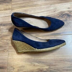 Women’s Navy Gaimo Wedge Sandals Hand Made in Spain